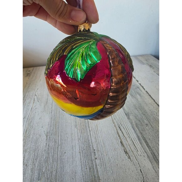 Surfer Hawaiian glass glitter ball ornament remember Xmas tree large unique - Picture 2 of 12